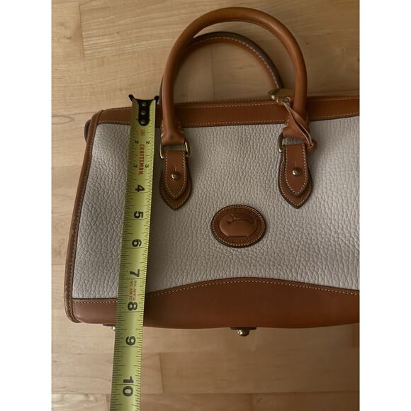Dooney & Bourke Satchel Zip Top Handle Case Vintage Brown White Equestrian Bag - Picture 9 of 10
